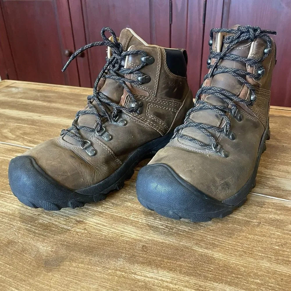 Keen Waterproof Hiking Boots Mens 9.5 Brown Leather Mid Outdoors 1006983